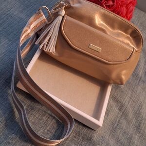 VERSACE PARFUMS GWP Gold Crossbody Bag with Tassel Detail.brand new See Pics